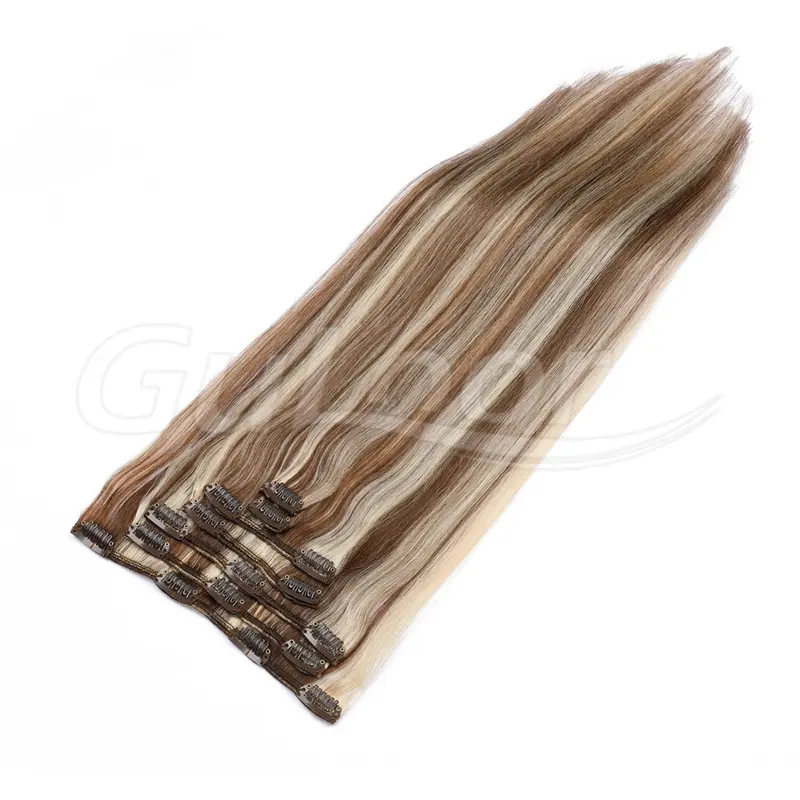 Clips Hair Wholesales 100% human Hair Extensions #4/613 Color